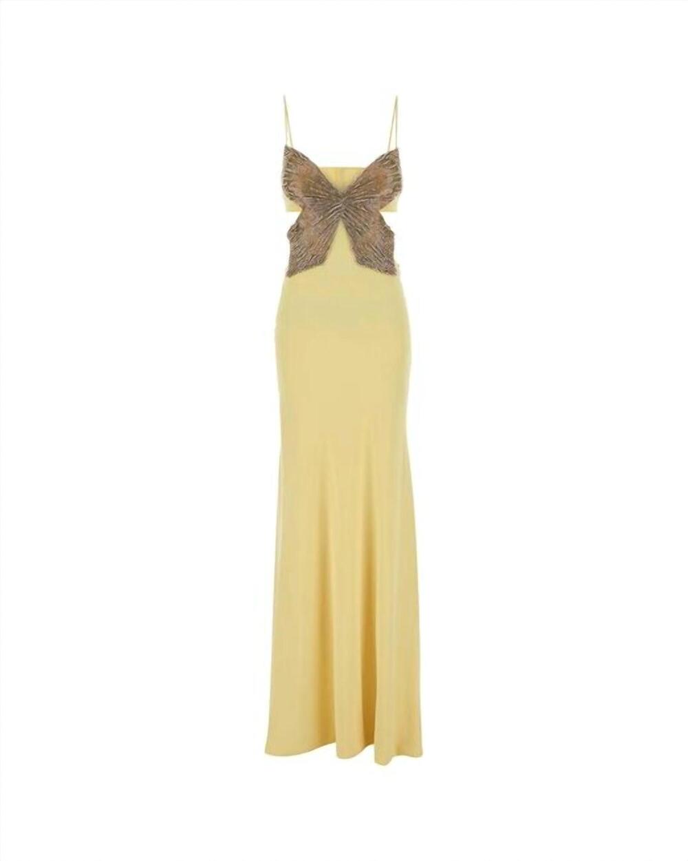 NEW COSTARELLOS women's butterfly gown in yellow